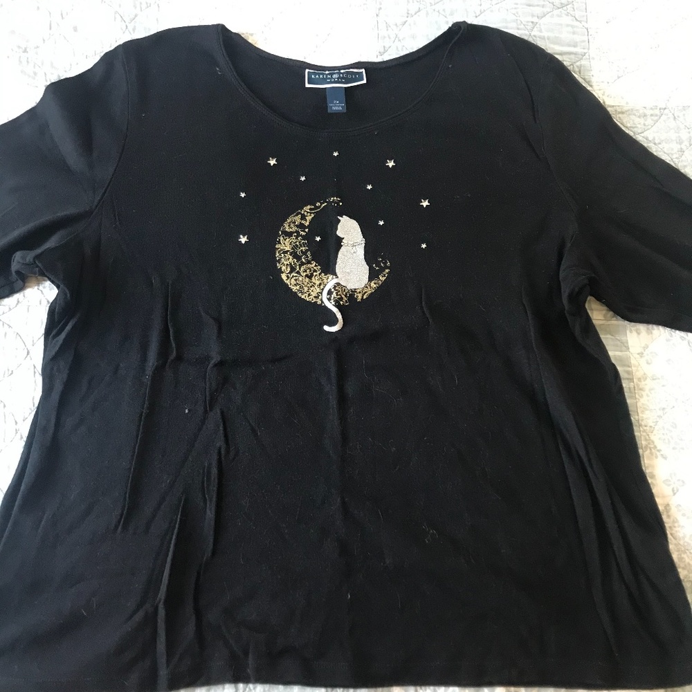 Karen Scott Cat on the Moon Shirt